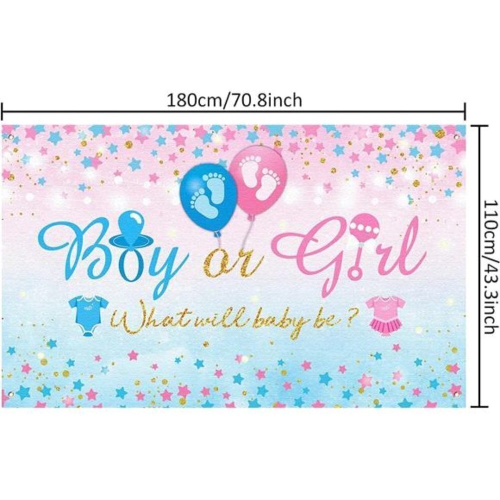 Gender Reveal Background Boy or Girl Backdrop Blue Pink Gender Reveal Party NEW - Picture 3 of 6